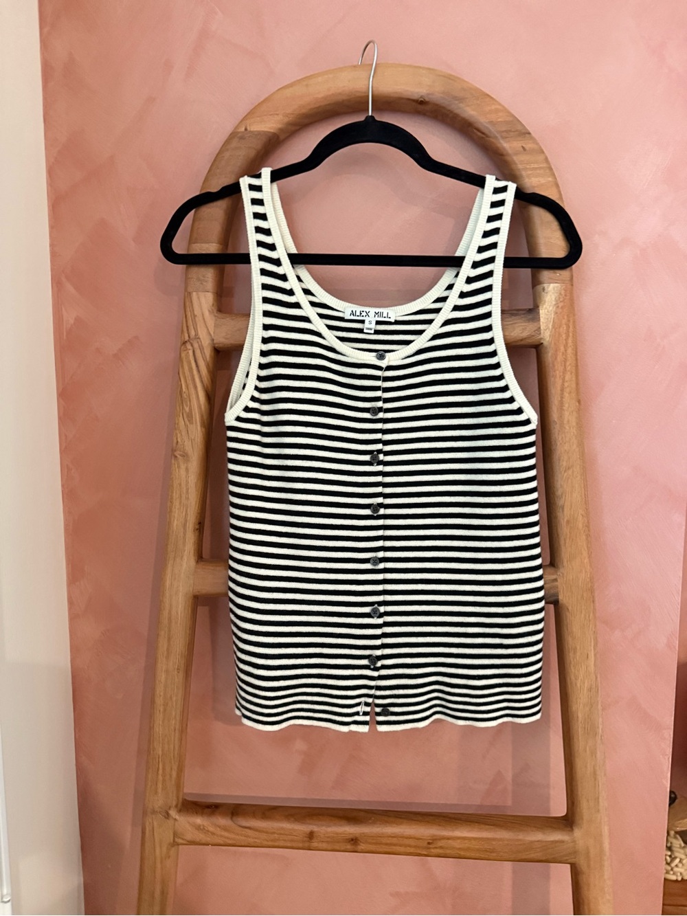 Alex Mill Cotton Cashmere Black & White Striped Tank Top
